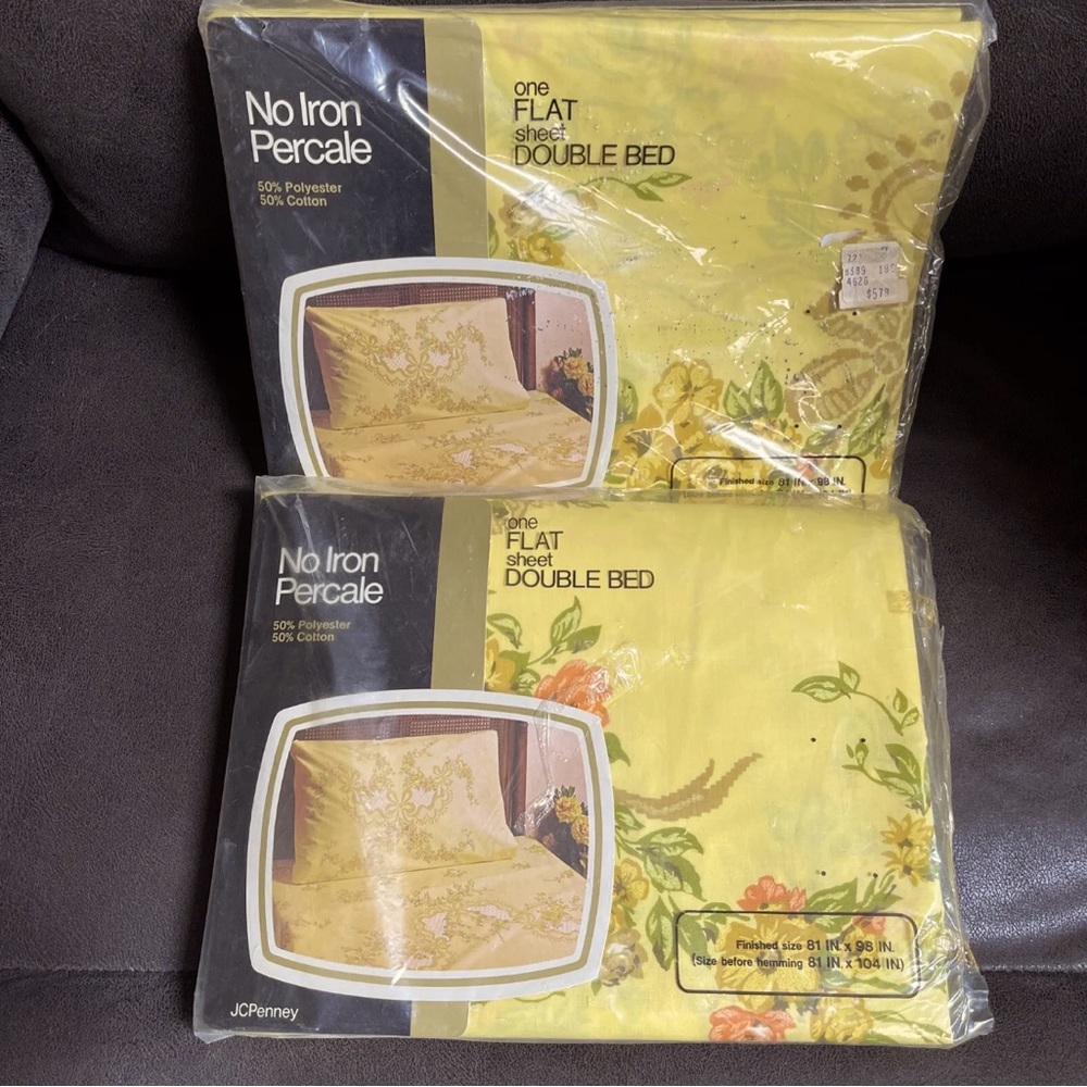Vintage 1967 JC Penny Percale Full Flat Sheets (2)